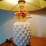 Vintage white and gold ceramic pineapple lamp