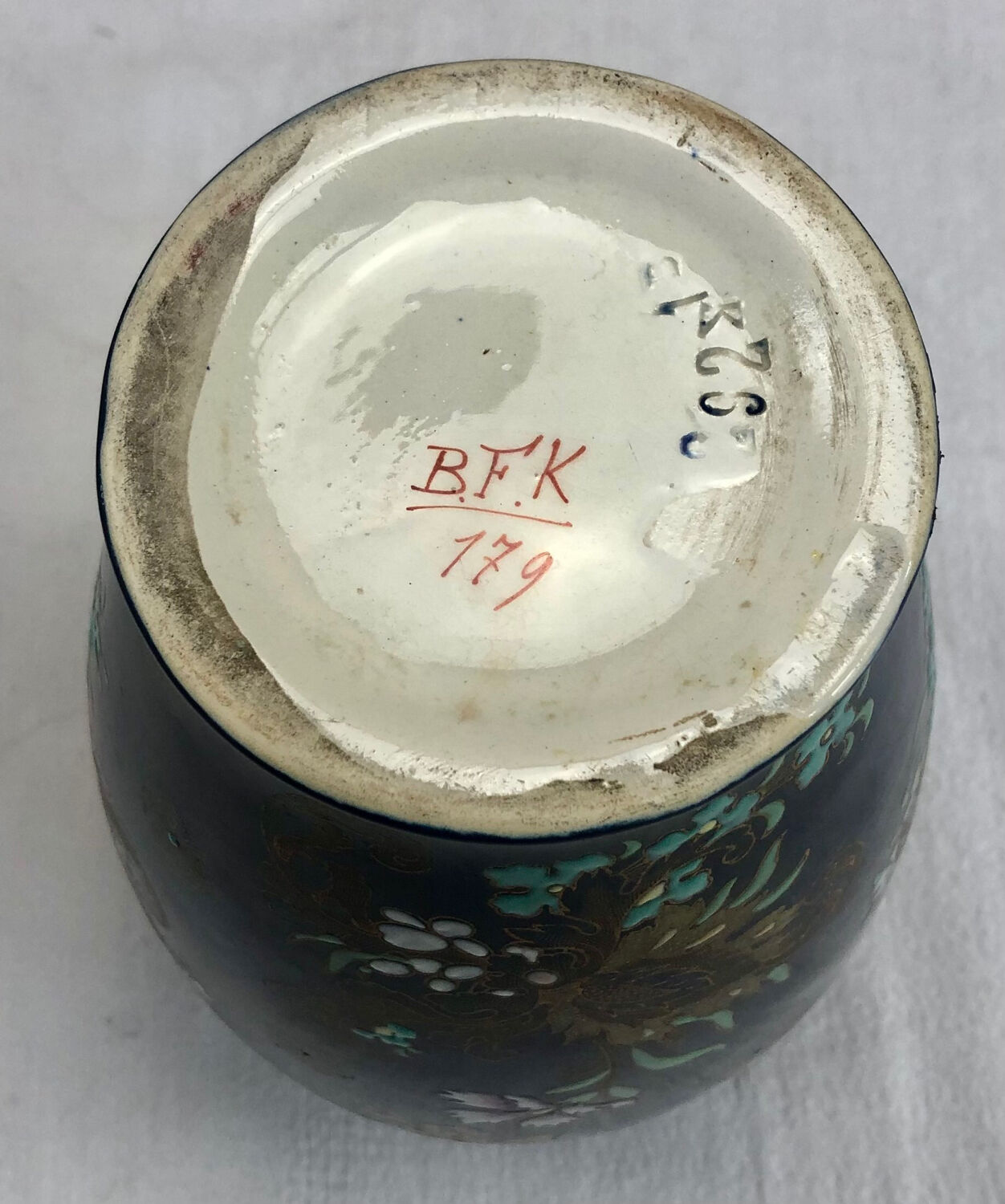 Old vase baluster enamelled lamp Boch Frères Keramis Belgium