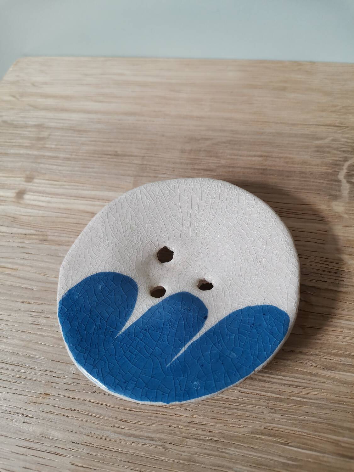 Handmade soap dish blue ceramic pattern