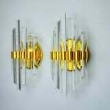 Pair of Venini Murano glass wall lights Italy 1970