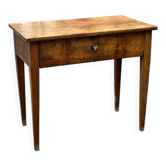 Vintage antique rustic farmhouse table with walnut drawer