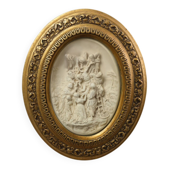 “The Descent from the Cross” Bas-relief in pipe clay by E. Cassier, Belgium