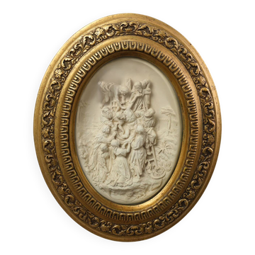« La Descente de la Croix » Bas-relief en terre cuite par E. Cassier, Belgique