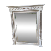 Miroir trumeau shabby chic blanc patiné – miroir biseauté