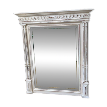 Shabby chic white patinated trumeau mirror – bevelled mirror