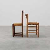 Chaise d'appoint espagnole en chêne sculpté et assise en velours, XIXe siècle