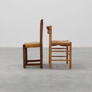 19th Century Spanish Hand-Carved oak Side Chair with Velour Seat