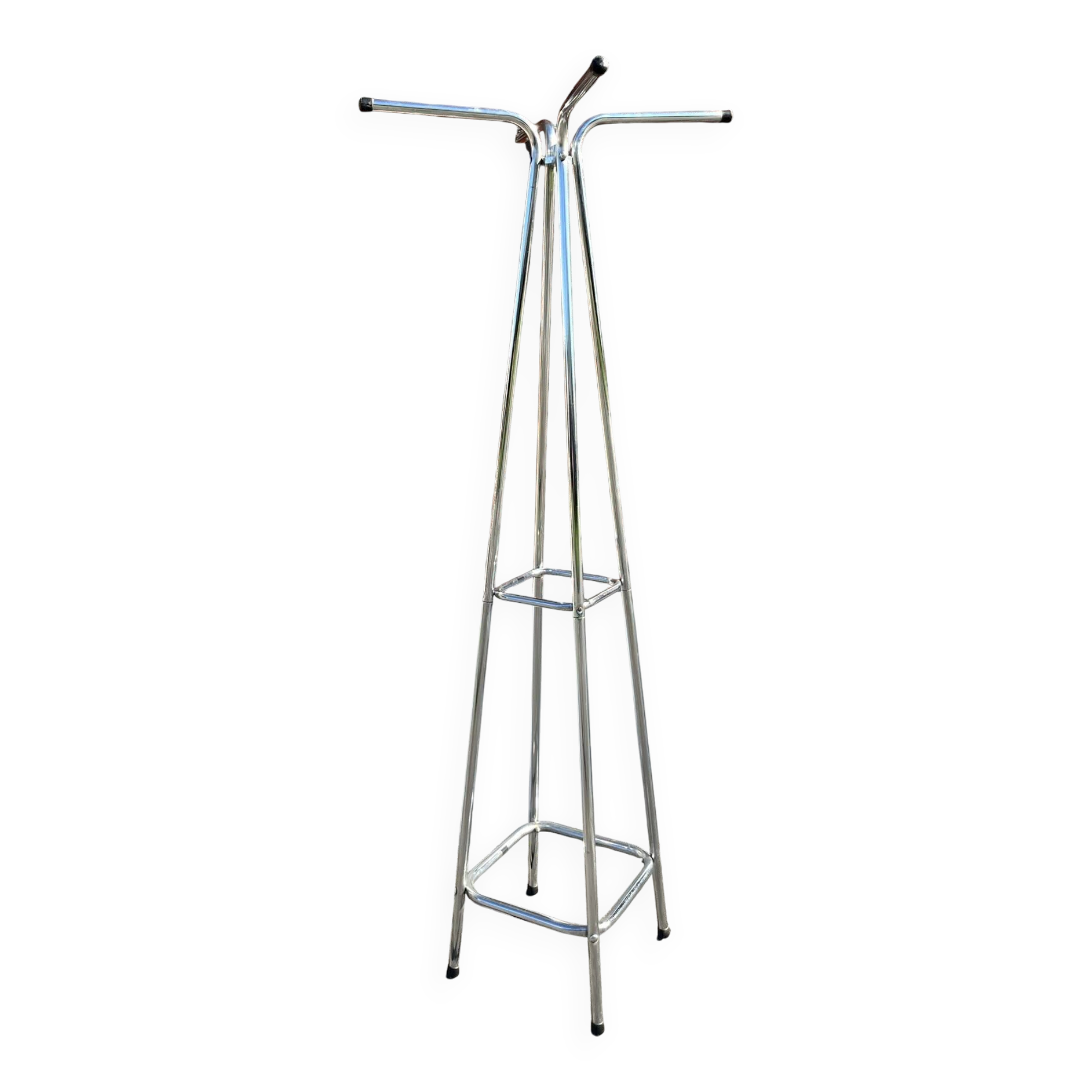Large vintage chrome metal coat rack, Tubax style.