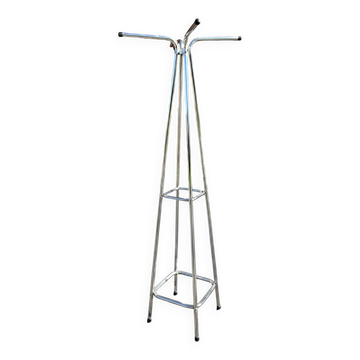 Large vintage chrome metal coat rack, Tubax style.