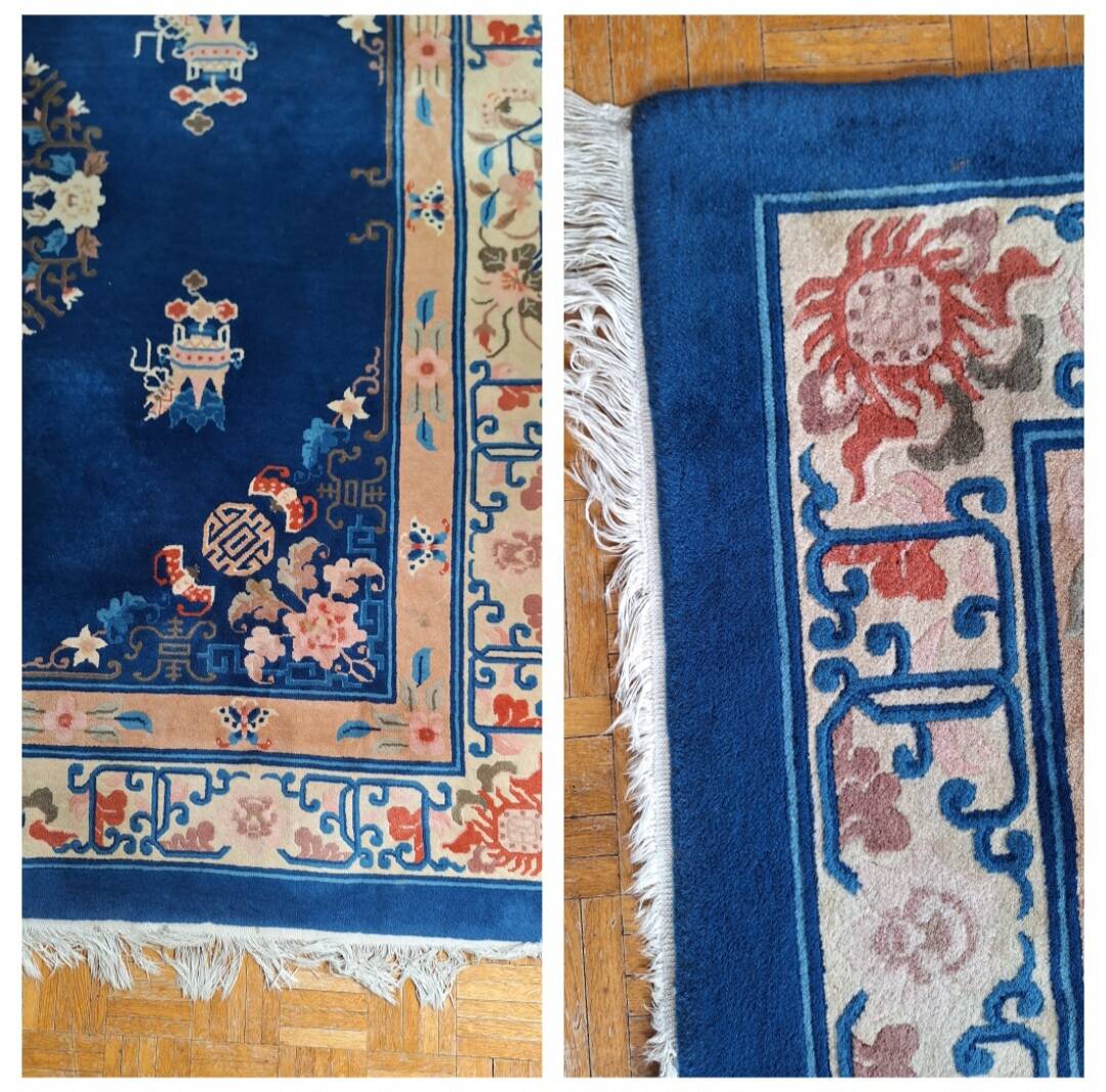 Art Deco Wool Handmade Rug Large 1920s with Bats