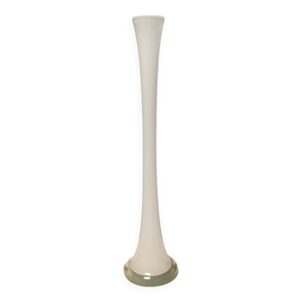 Tall, slim glass vase, in double layer glass (translucent and milky white)