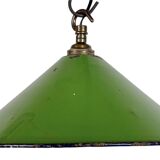Industrial British Green Enamel Factory Pendant Lamp, 1950s