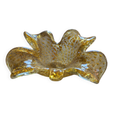 Cendrier vintage forme coquille verre doré