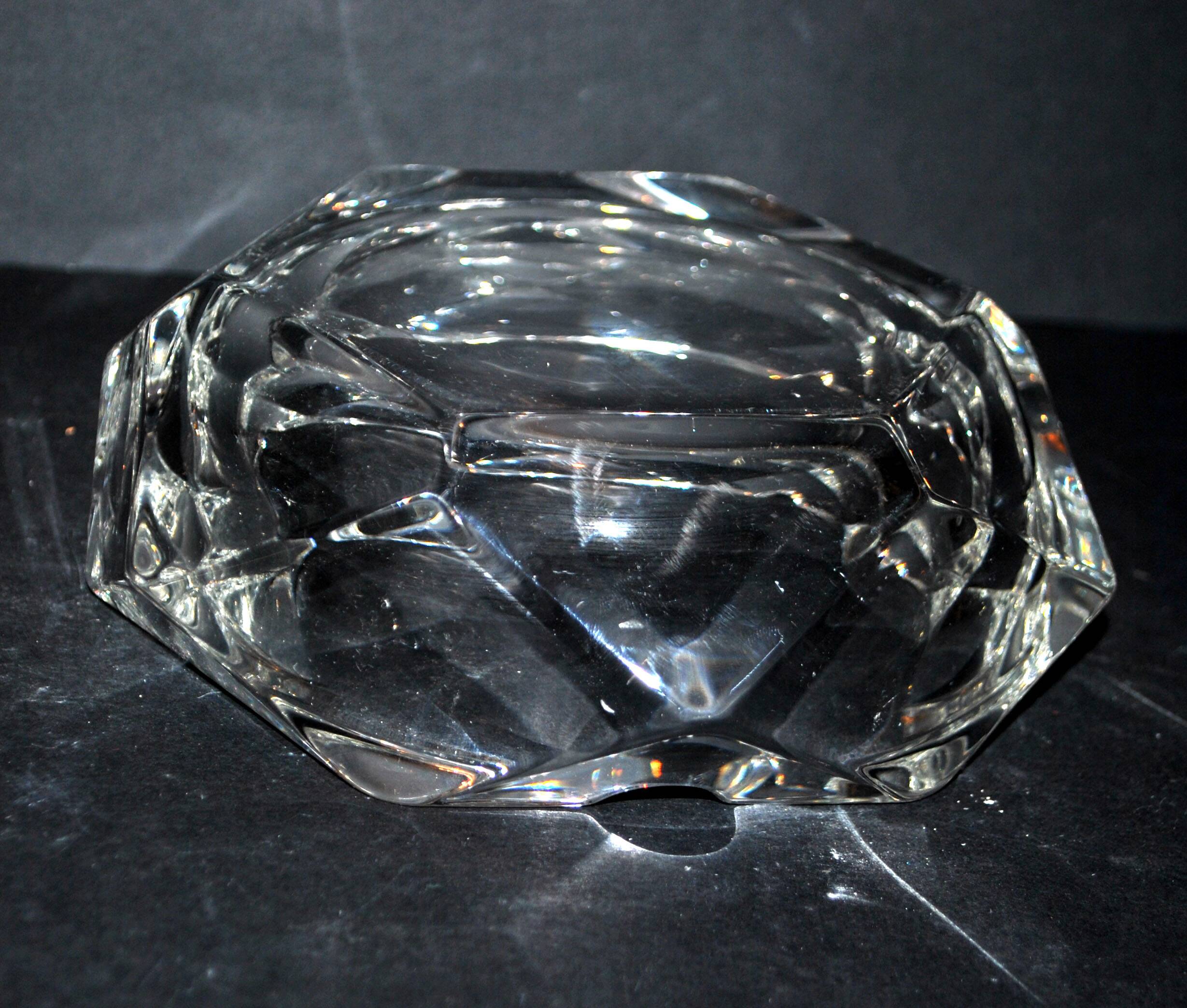 Vintage crystal ashtray - hexagonal shape - 16cm