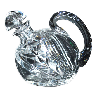 Bohemian crystal liqueur decanter - Antique beveled cut bottle Rum, Cognac