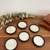Set of 6 vintage mother-of-pearl wooden coasters