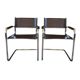 Leather and steel armchairs