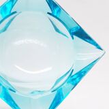 2 cendriers prismes en cristal de Bohème bleu tchécoslovaque