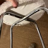 Vintage wool and chrome stool