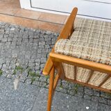 Scandinavian armchair in wood and wool 60s