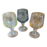 3 crystal liqueur glasses