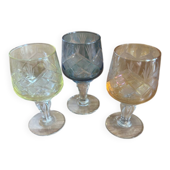 3 crystal liqueur glasses