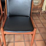 6 Chaises scandinaves teck et simili cuir 1960