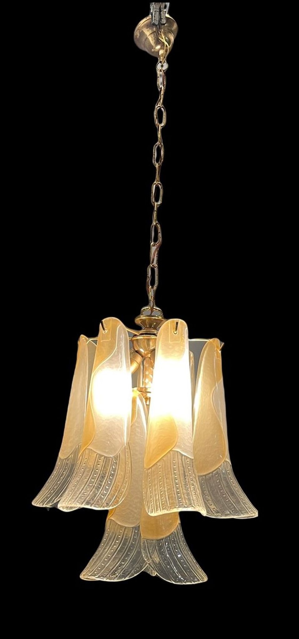 Suspension italienne en plumes de verre de Murano
