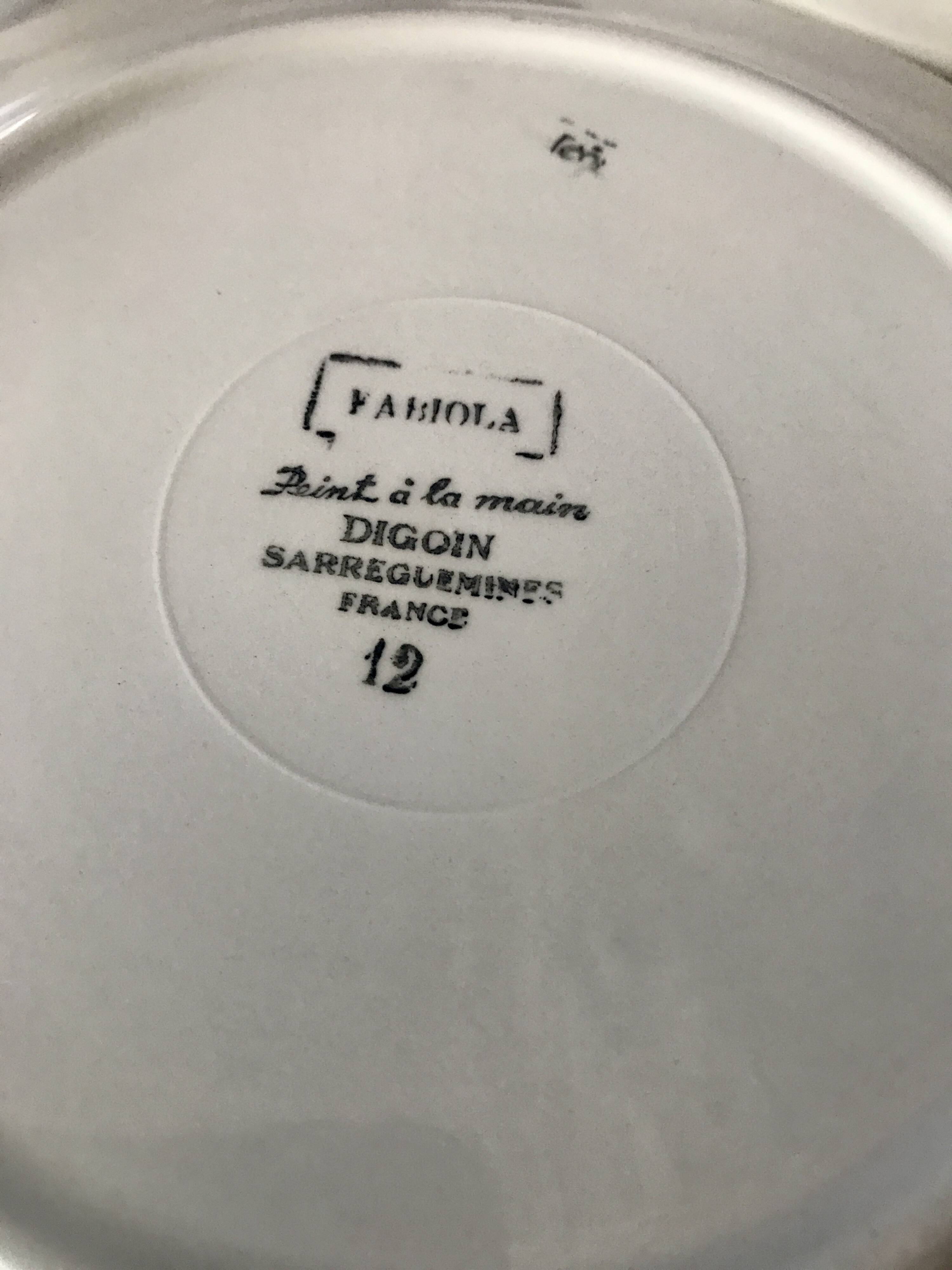 Fabiola Digoin Sarreguemines soup plates, 1950s