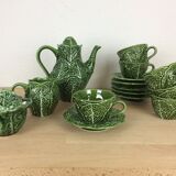Ceramic cabbage tea set, 6 cups, teapot