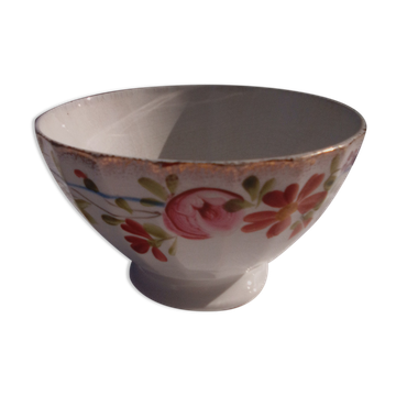 Bol en faïence de saint amand hamage  nord diam 15 cm h 9 cm motif fleurs