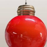 Hanging globe in red opaline glass, 1970s