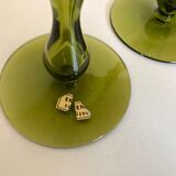 Pair of scandinavian candle holders in blown glass Ekenas Sweden 1960