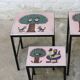 Nesting tables - metal and ceramic from Dour 1960