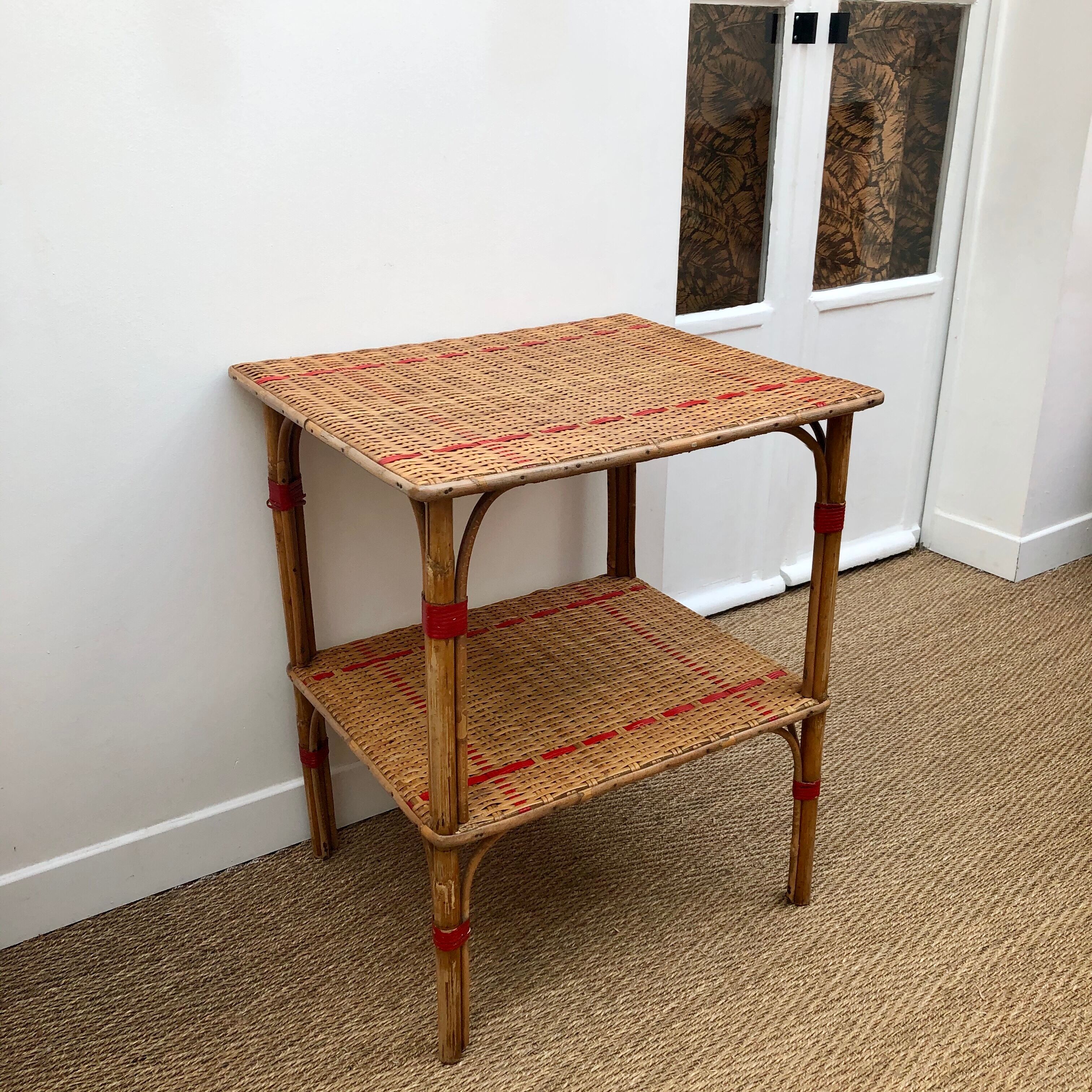 Braided rattan side table