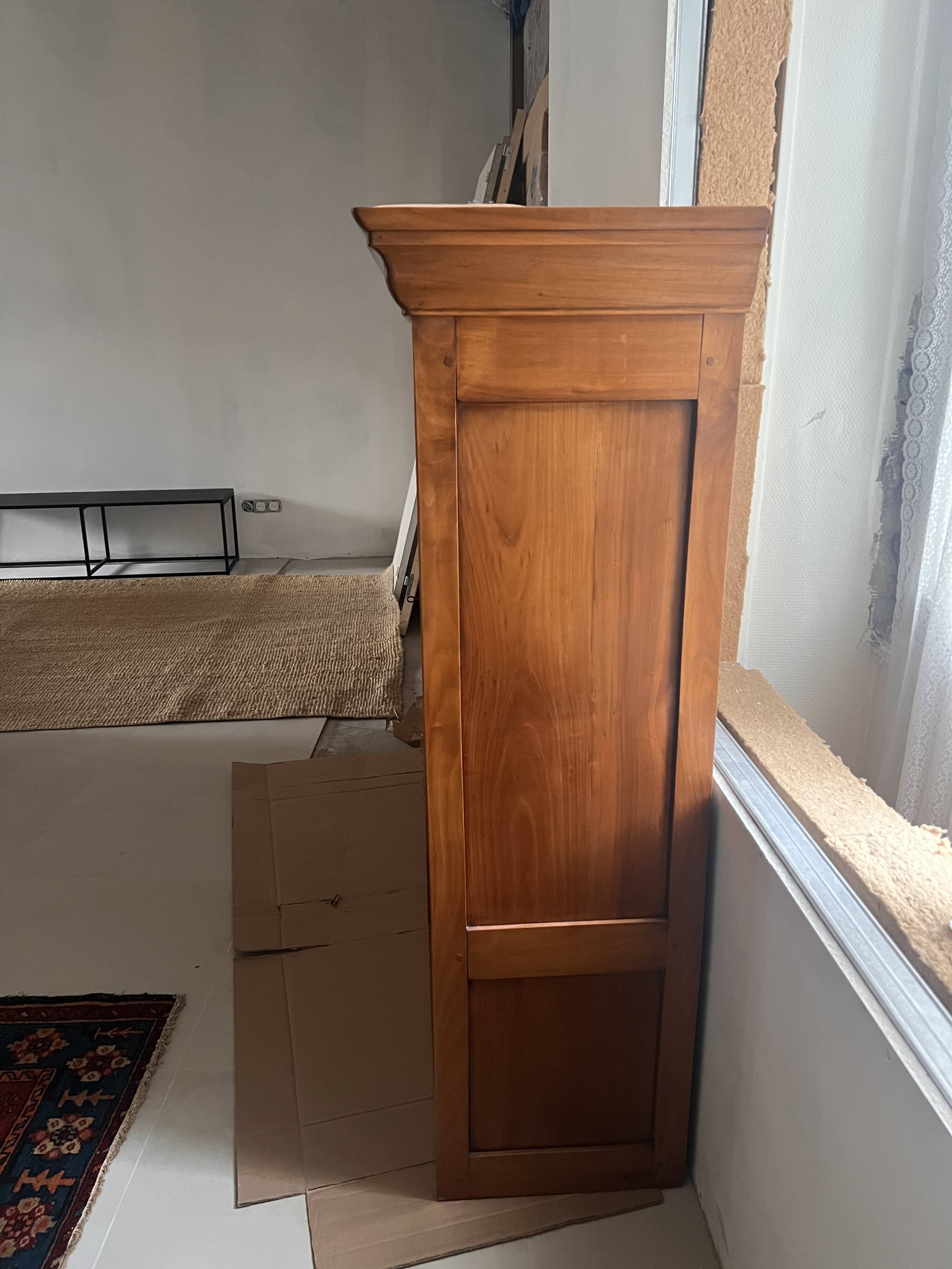 Louis Philippe style solid cherry wood buffet and display cabinet set.