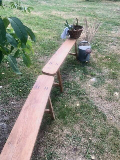 Antique wooden farm bench