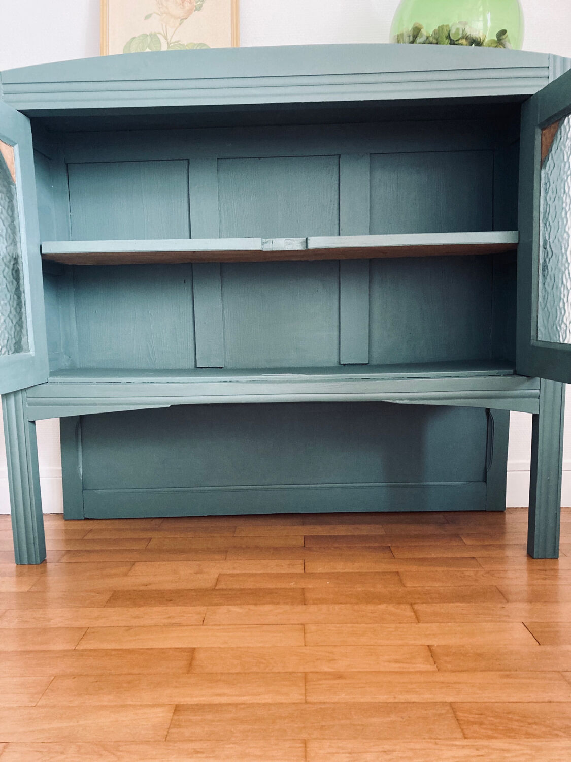 Top of glass buffet china cabinet