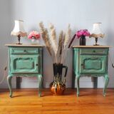 Pair of patinated bedside tables