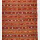 4x7 Red Orange Striped Handmade Wool Kilim Rug