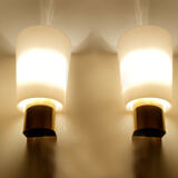 Pair Vintage Wall Lamp Limburg, Golden Brass Glass, 70s