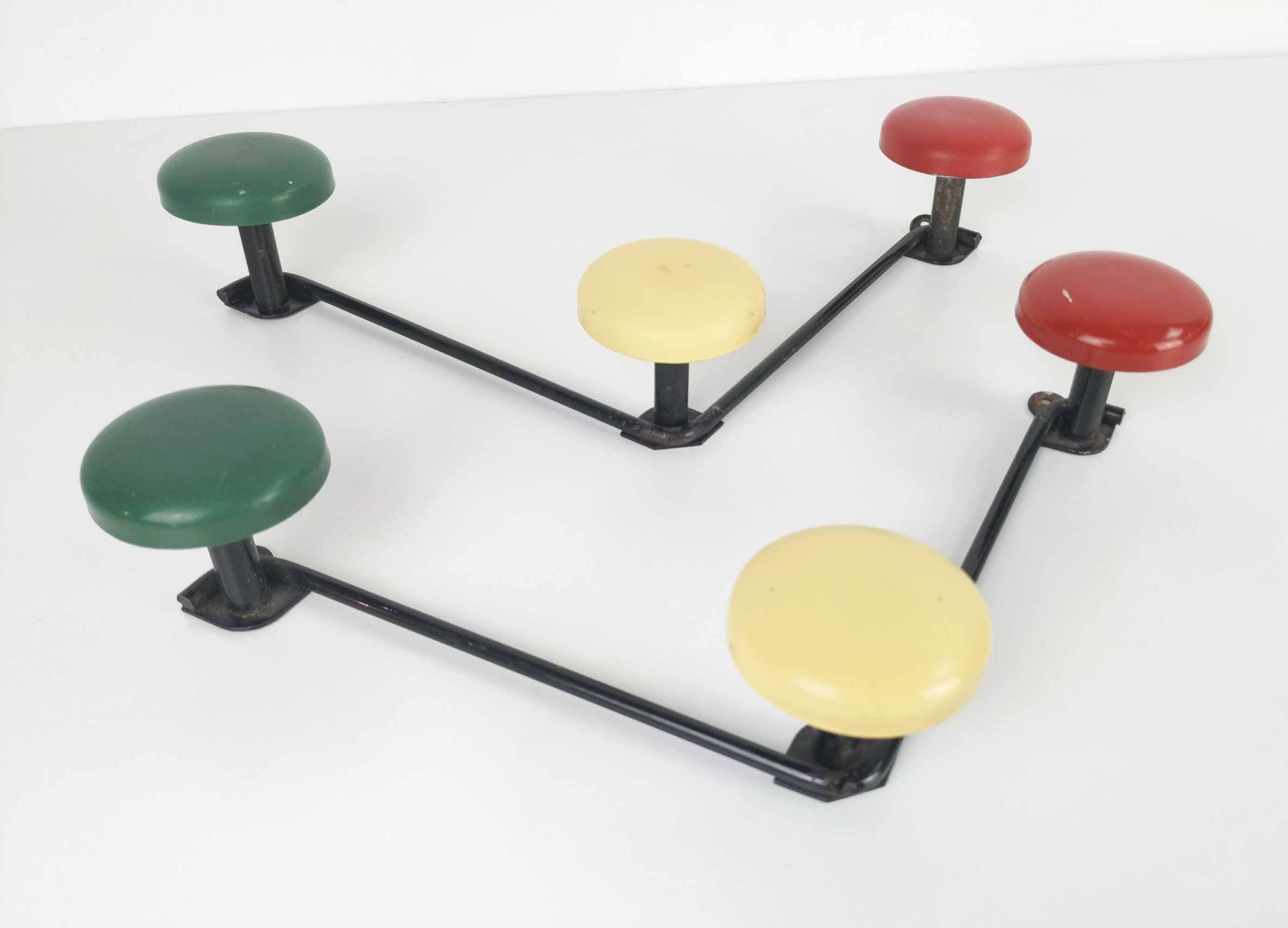 Pair of coatrack three 3 patères