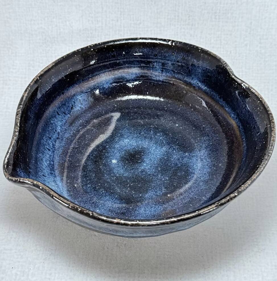 Ao-Hagi Blue Serving Bowl by Seigan Yamane, Contemporary Hagi Ware, Japan