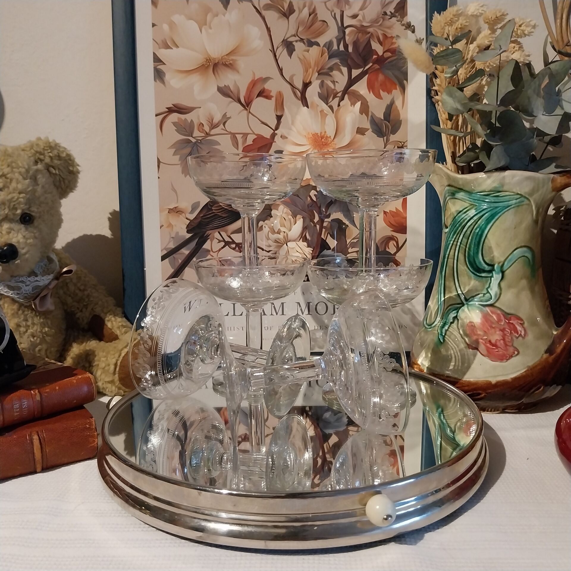 Antique Art Nouveau champagne glasses