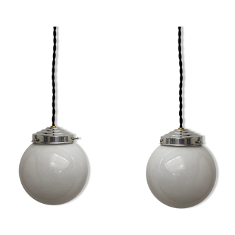 Lot 2 vintage opaline hanging lamps