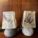 Pair of granite lamps with resin lampshades
