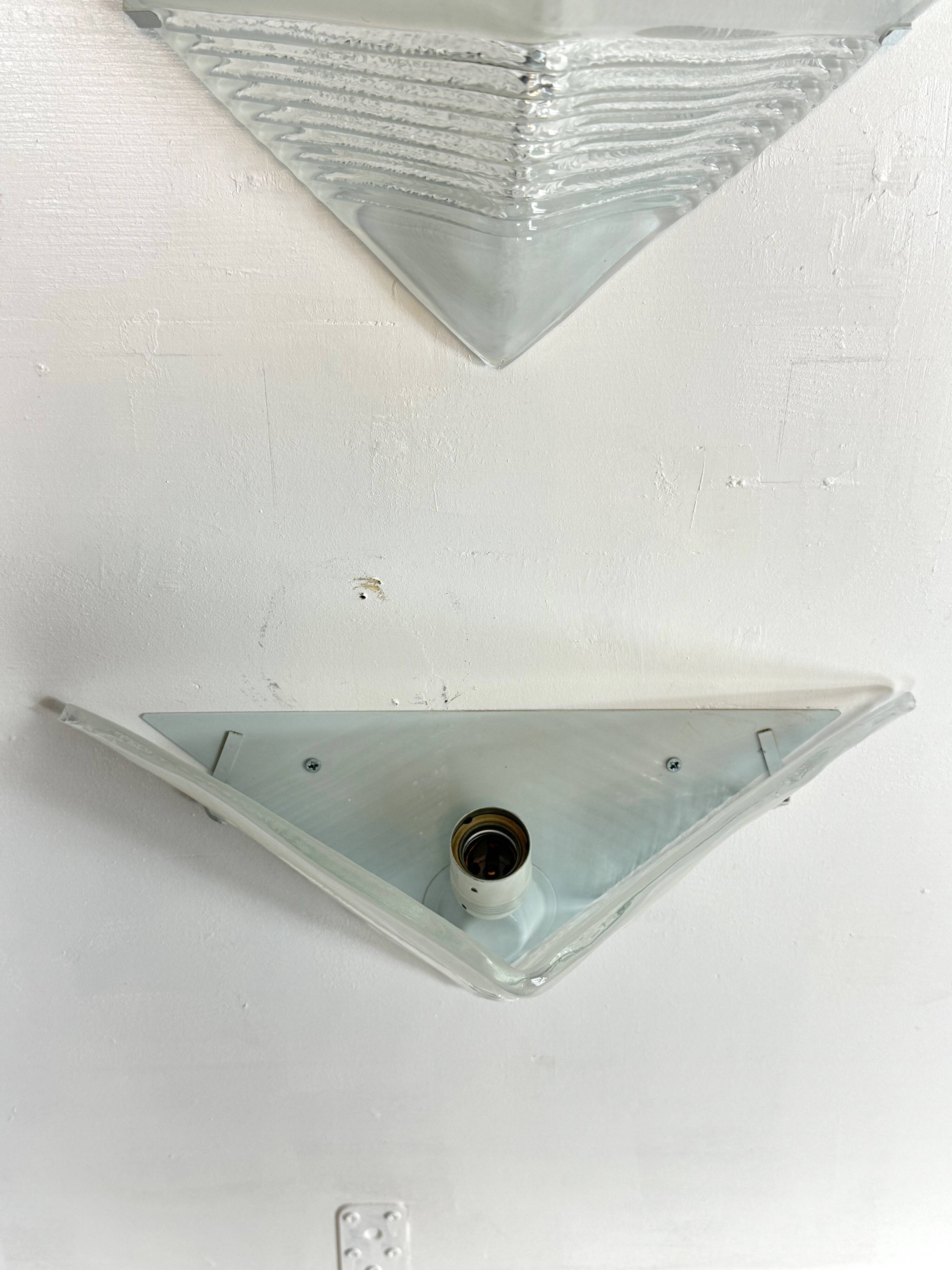 Postmodern Set of four large thick murano glass sconces by Mazzega. Italy 1980s