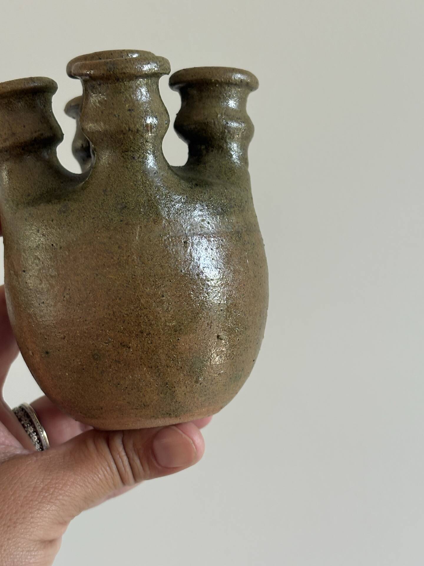 Vase with five necks in glazed stoneware