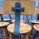 Vintage industrial workshop stool in wood, 1950s