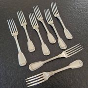 Master Goldsmith : Alfénide, Christofle, Paris - Series of 8 table forks - Chinon model